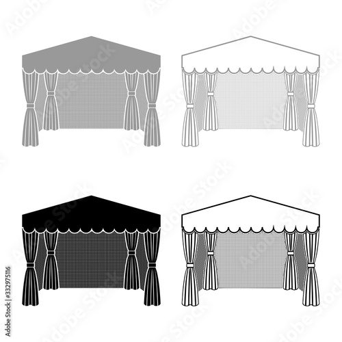 Pavilion for shopping Business tent Marquee for advertising icon outline set black grey color vector illustration flat style image