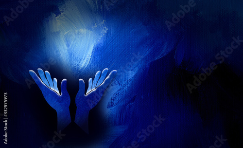 Graphic spiritual praise hands abstract background art photo