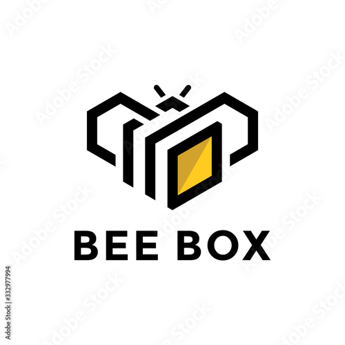 Bee Hexagon Logo Design Vector 