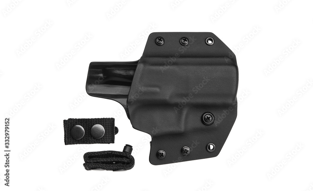 Modern plastic holster for gun isolate on white background. Modern plastic holster for gun isolate on white background.