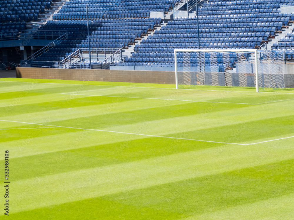 Fototapeta premium Football field in sunlight.