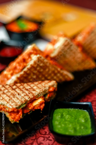 Paneer tikka grilled sandwich