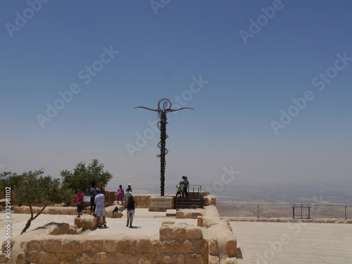 famous religious snake cross on top of mount nebo, Madaba, kingdom Jordan, middle east