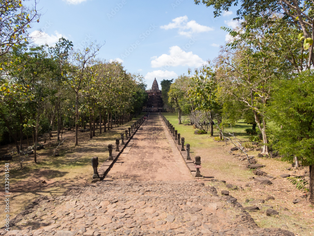 Fototapeta premium Phanom Rung Historical Park,is Castle Rock old Architecture about a thousand years ago at Buriram Province,Thailand