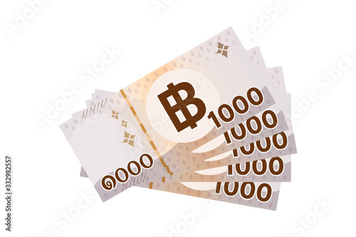 5000 baht thai banknote money isolated on white, thai currency five thousand THB, money thailand baht for flat icon style, illustration paper money 1000 type with B symbol graphic