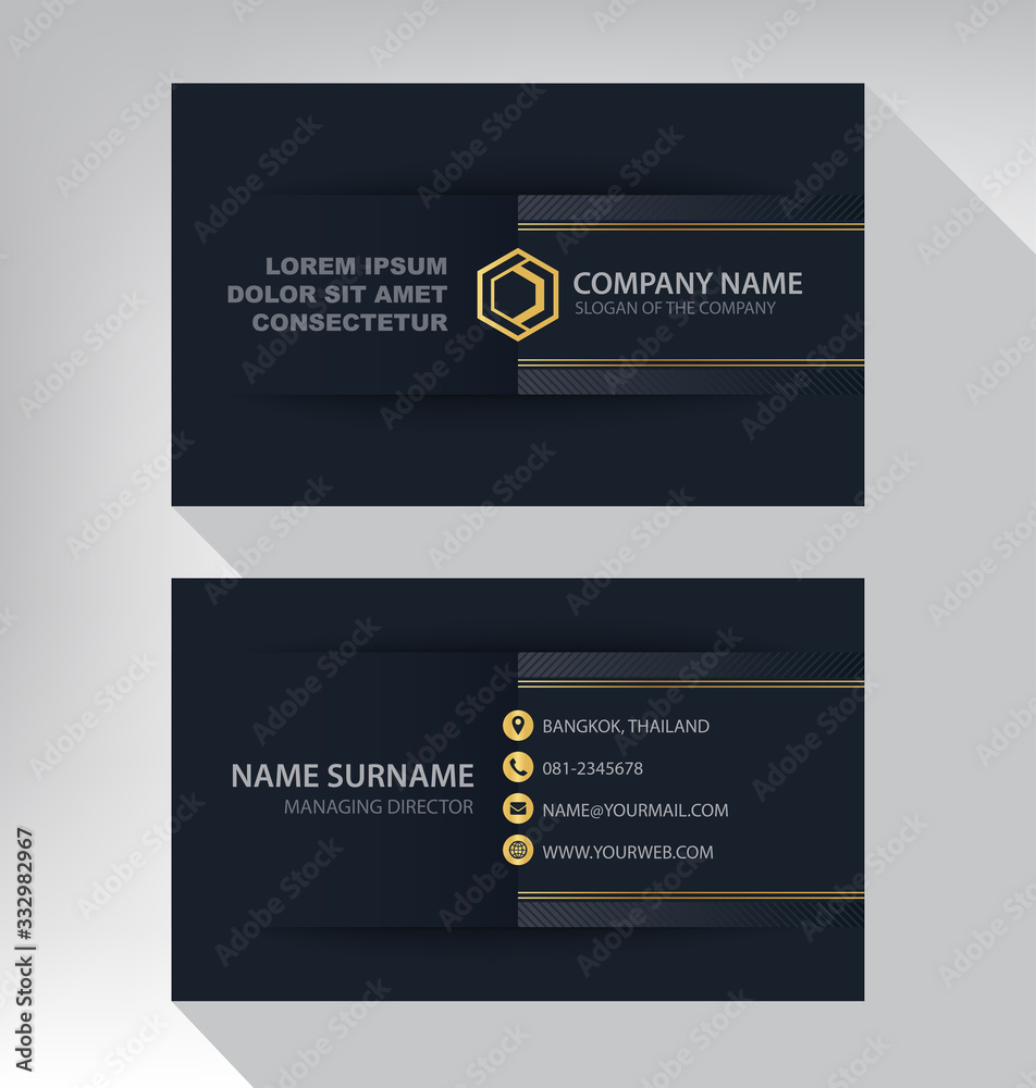 Luxury and modern. vector business card template. design black and gold color Luxury and modern. vector business card template. design black and gold color