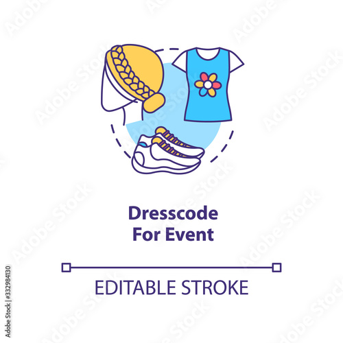 Dresscode for event concept icon. Wine tasting advice idea thin line illustration. Winetasting fashion, flat shoes, short hair and sleeves. Vector isolated outline RGB color drawing. Editable stroke