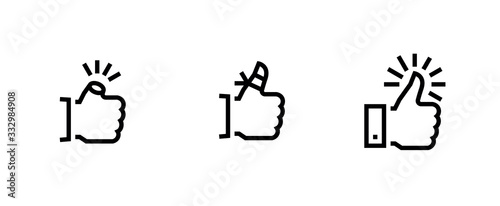 Set of Thumbs up down icons. Editable line vector.