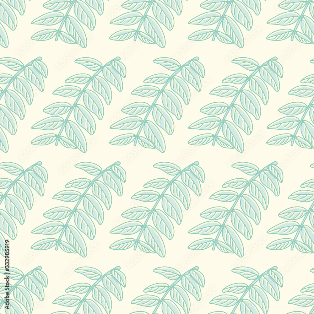 Pinnated compound leaves vector repeat pattern. Cartoon tree foliage seamless illustration background. Pinnated compound leaves vector repeat pattern. Cartoon tree foliage seamless illustration background.