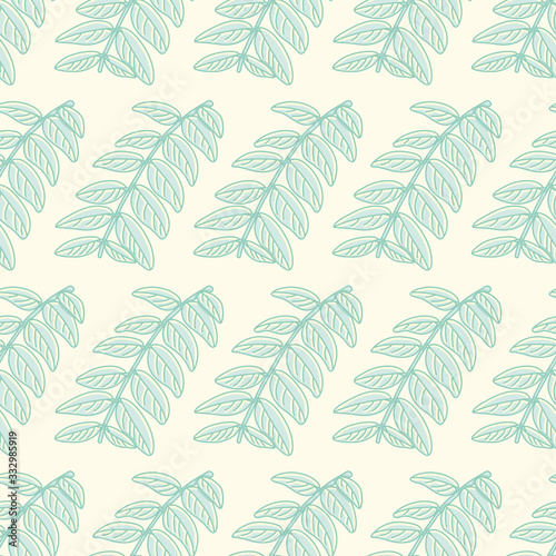 Pinnated compound leaves vector repeat pattern. Cartoon tree foliage seamless illustration background.