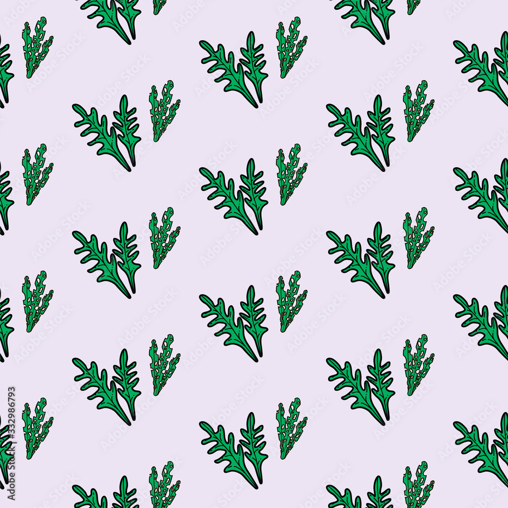 Green texture of garden foliage on a light blue, hand-drawn color vector. Scandinavian background illustration. The texture is great for wrapping paper and baby clothes. Green texture of garden foliage on a light blue, hand-drawn color vector. Scandinavian background illustration. The texture is great for wrapping paper and baby clothes.