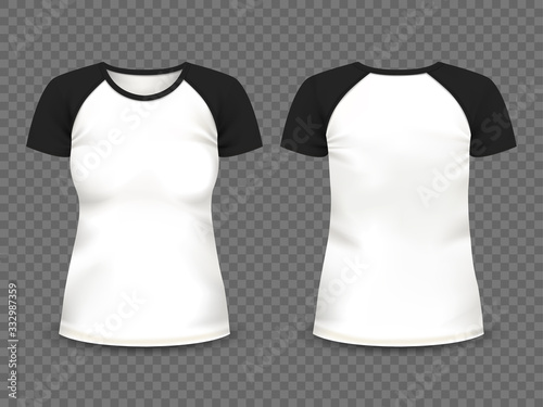 Black raglan t-shirt. Vector template.