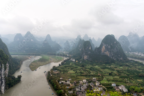 Karst mountain landscape in Xingping, Guangxi