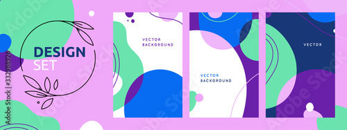 Vector set of abstract creative backgrounds in minimal trendy style with copy space for text - design templates for social media posts and stories -