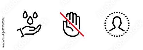 Set of Disinfection, Do Not Touch, Stay home Quarantine icons. Editable vector vector.