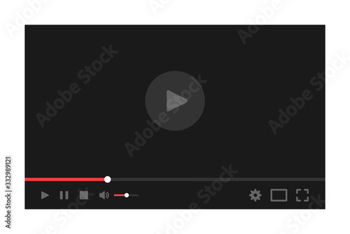 Video player for web. Media Player Interface. Player MockUp. Flat Style