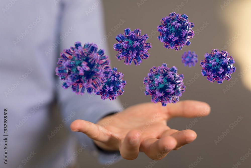 contagious coronavirus pandemic, dangerous virus outbreak 3d.