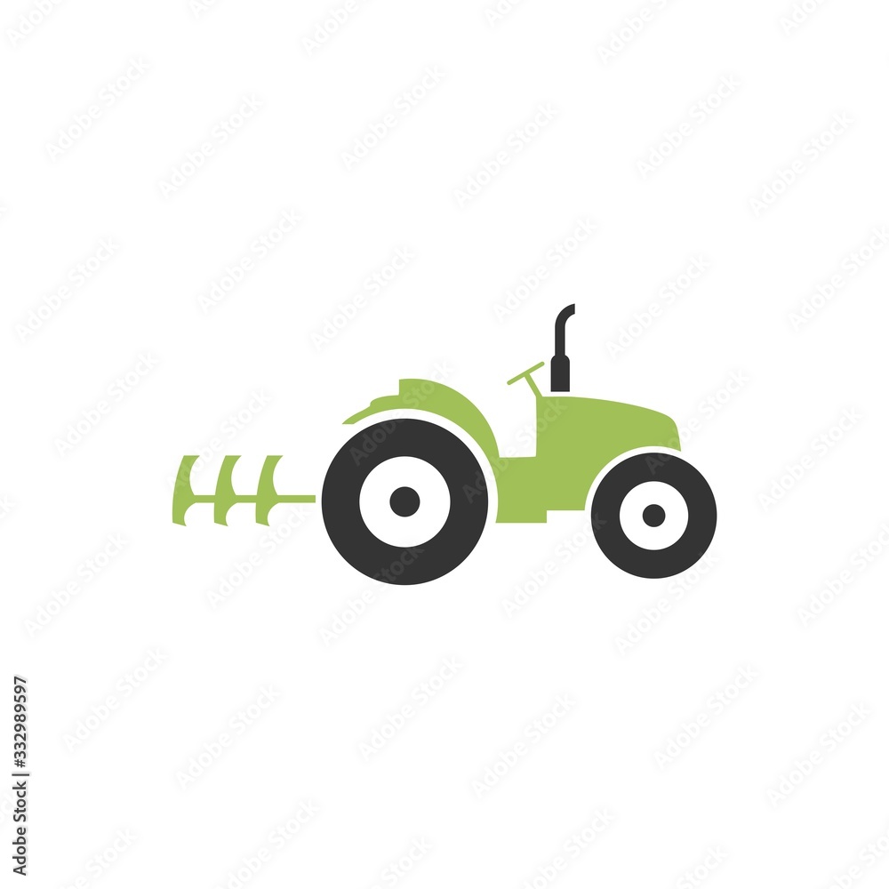 Green tractor icon isolated on white background Green tractor icon isolated on white background