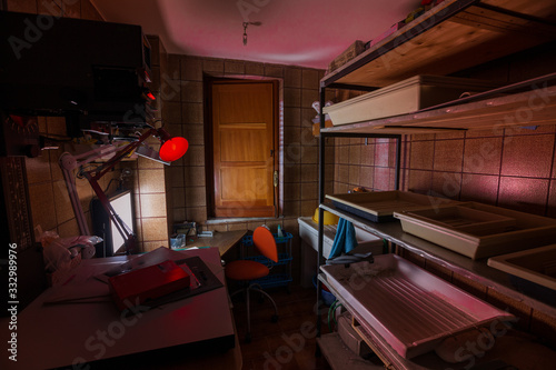 Canvas Print typical darkroom for printing black and white photos