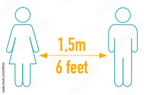 Keep distance 1,5 meter sign icon