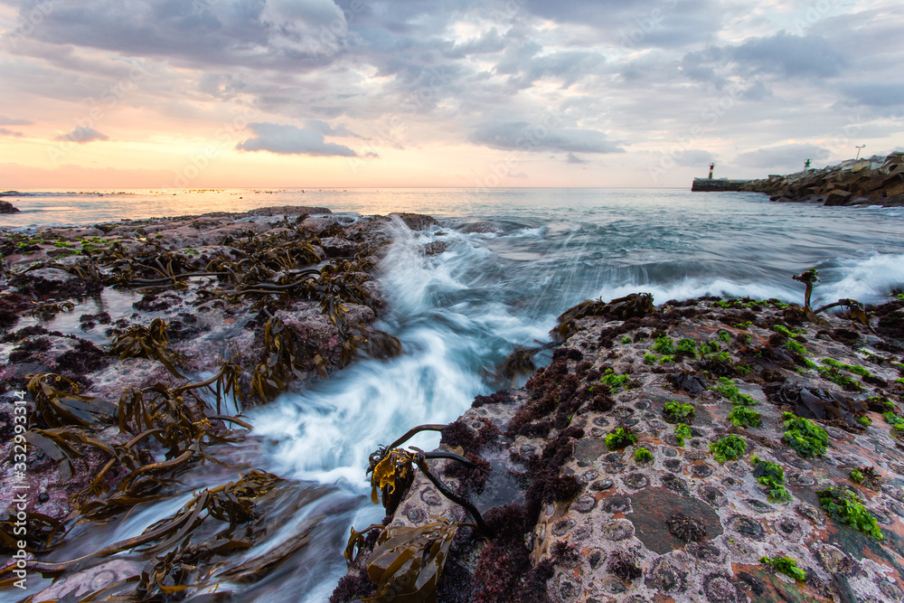 Wide angle view of the popular tourist destination of Kalkbay in Cape Town South Africa Wide angle view of the popular tourist destination of Kalkbay in Cape Town South Africa