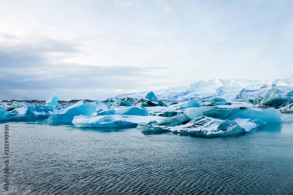 Pieces of glaciers floating in the ocean