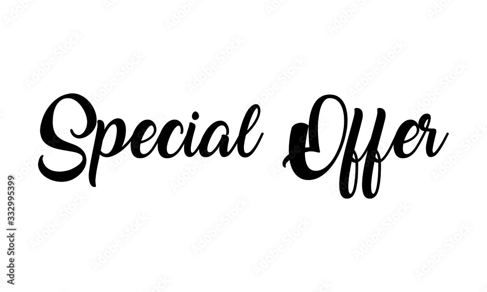 special offer handwritten calligraphy Text on white background.