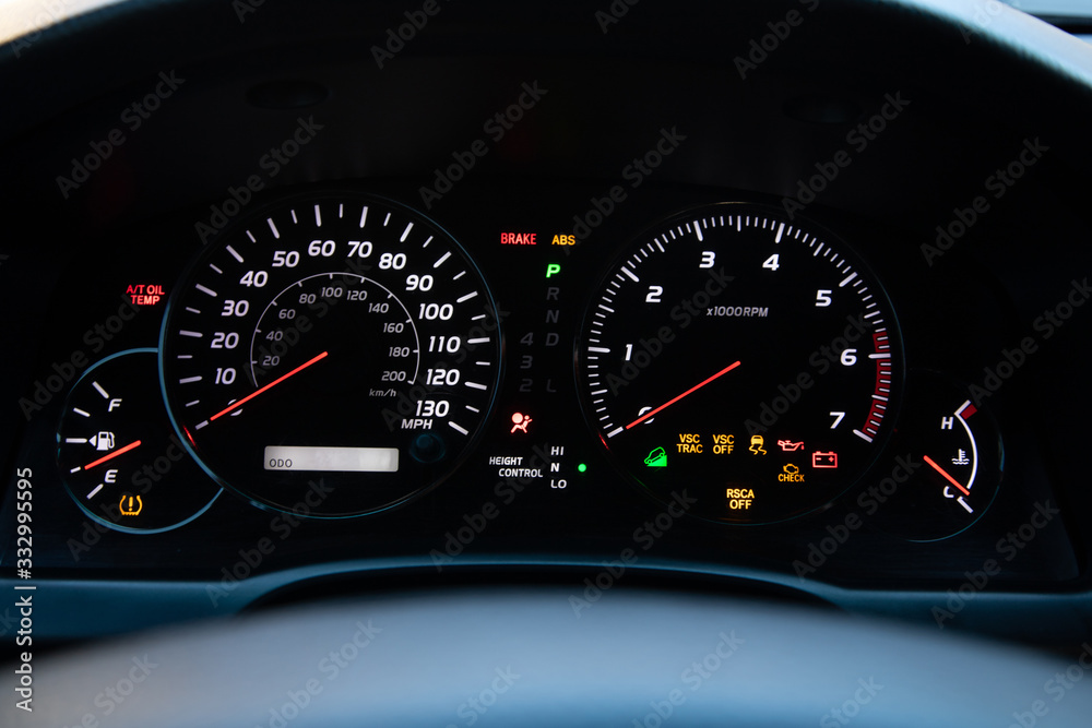 Fototapeta premium instrument cluster indicators on an SUV control panel