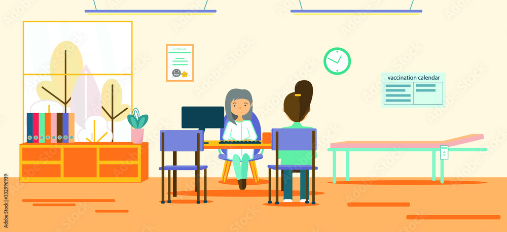 Doctor office. Vector illustration.Landing page template. Modern flat design. Vector illustration with doctor and patient Doctor office. Vector illustration.Landing page template. Modern flat design. Vector illustration with doctor and patient