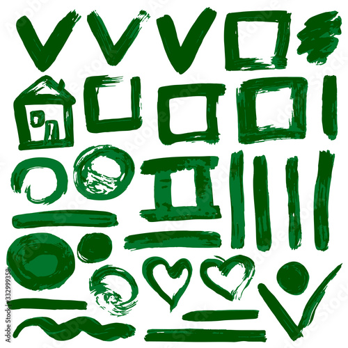 Collection of ink, ink, brush strokes, brushes, lines, grungy