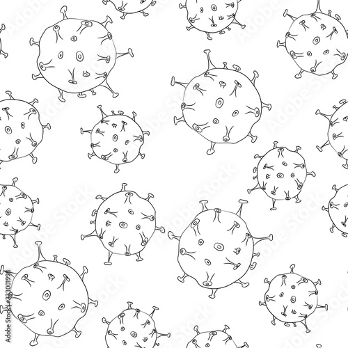Seamless doodle background with bacteria.