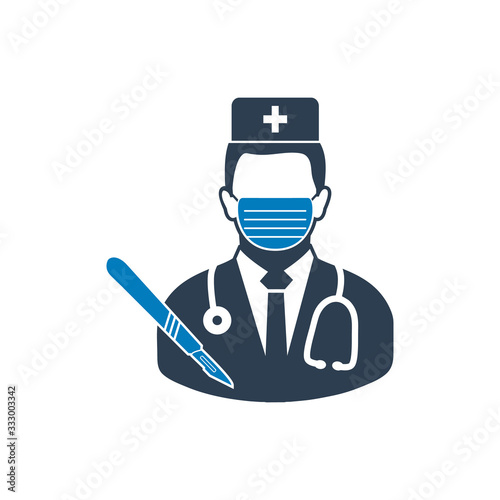 Surgeon Icon With Medical Scalp symbol. Editable Vector Symbol Illustration.