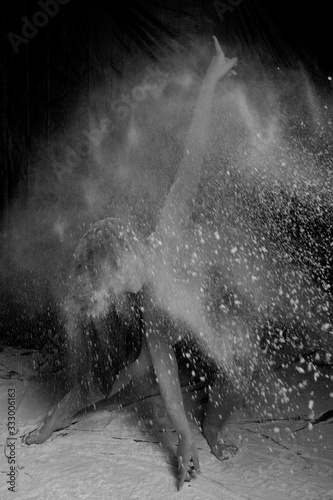 portrait of a dancer wrapped in flour