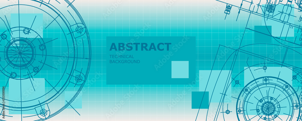 Obraz premium Abstract drawing. Mechanical engineering drawing. Engineering technological vector wallpaper