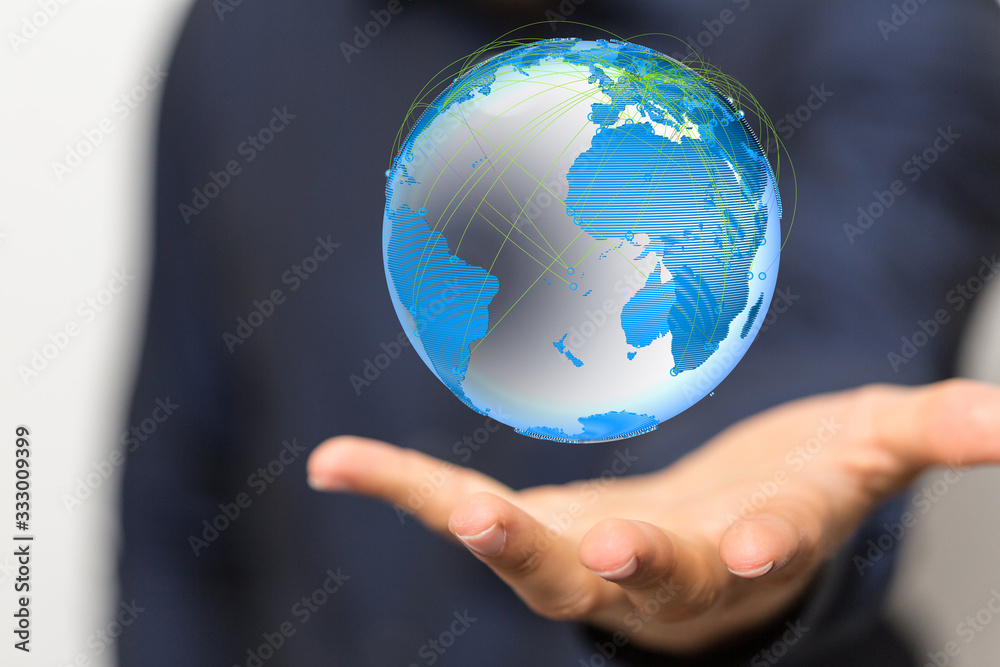 Hand Holding World digital 3d. Hand Holding World digital 3d.