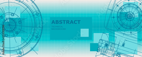 Abstract drawing. Mechanical engineering drawing. Engineering technological vector wallpaper