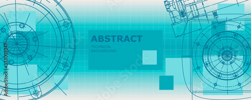 Abstract drawing. Mechanical engineering drawing. Engineering technological vector wallpaper