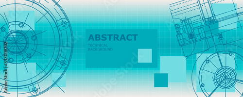 Abstract drawing. Mechanical engineering drawing. Engineering technological vector wallpaper