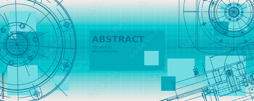 Obraz premium Abstract drawing. Mechanical engineering drawing. Engineering technological vector wallpaper