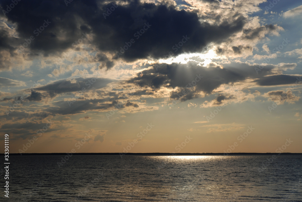 Colorful sunset by the sea