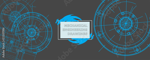 Abstract background concept mechanical engineering drawing
