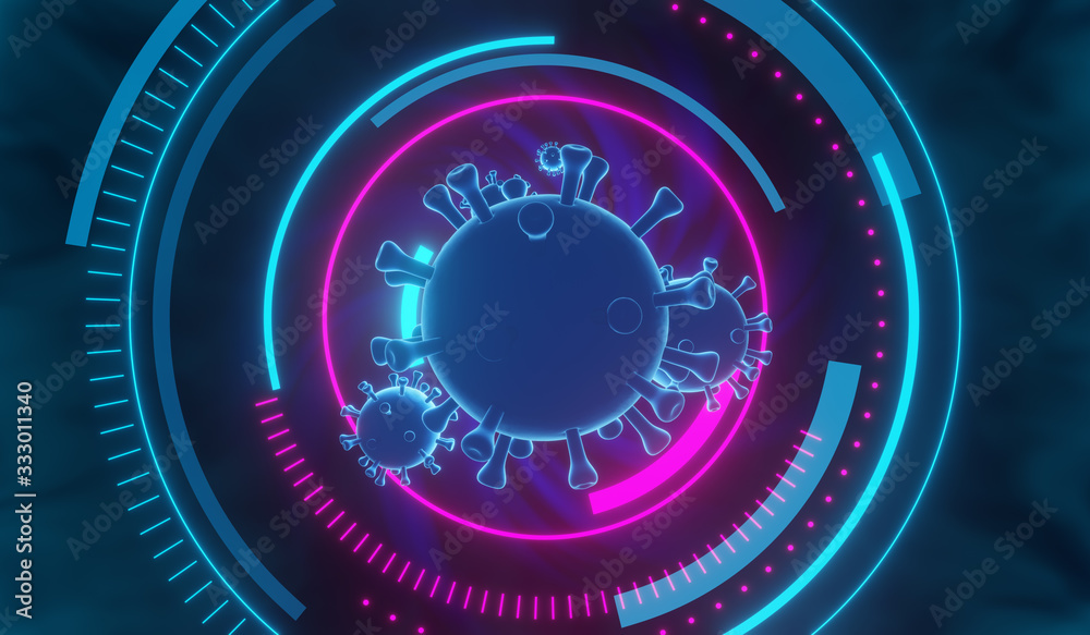 Corona virus digital background, covid-19 futuristic digital innovation background with protective shield