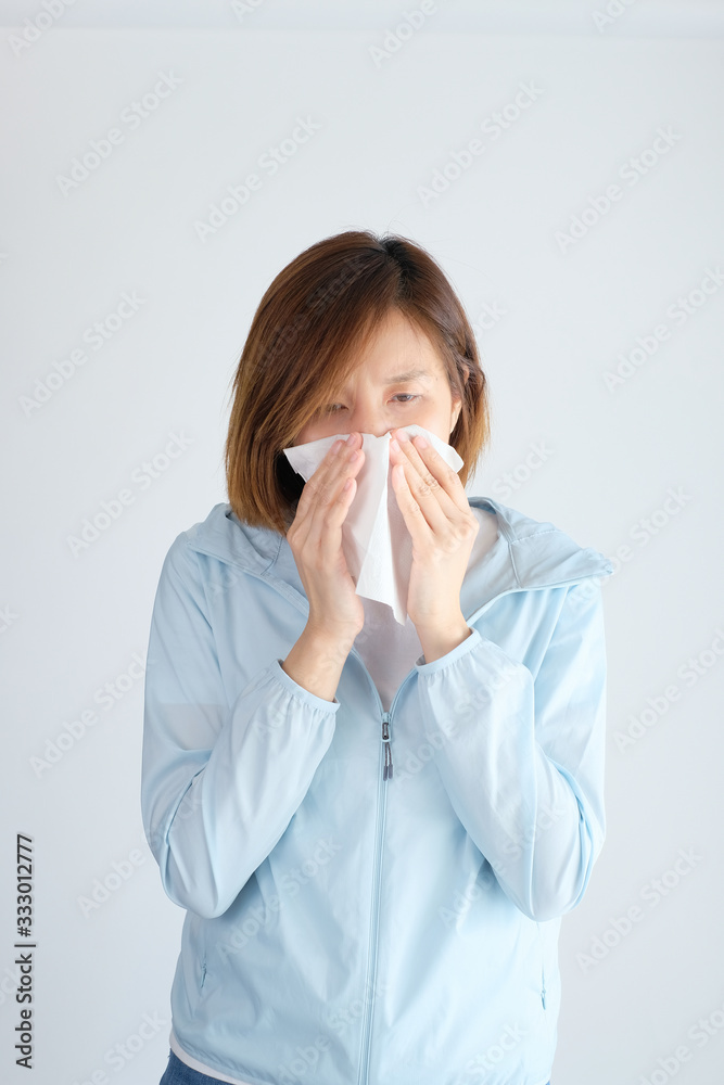 woman wearing mask get sick from corona virus, covid19, flu symptom as sneezing, cough, fever, body ache, breathing , pain. woman wearing mask get sick from corona virus, covid19, flu symptom as sneezing, cough, fever, body ache, breathing , pain.