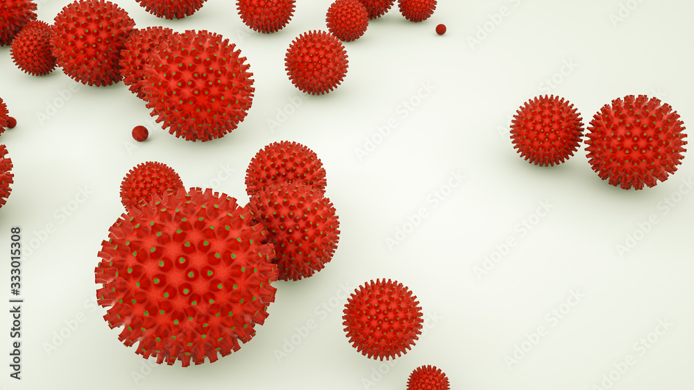 three-dimensional model of a virus cell. coronovirus pandemic concept. 3d render illustration. three-dimensional model of a virus cell. coronovirus pandemic concept. 3d render illustration.