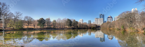 Panorama of Atlanta, Georgia skyline with reflections