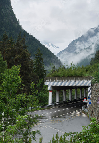 Mountain road tunnel. La Thuile, Italy. photo