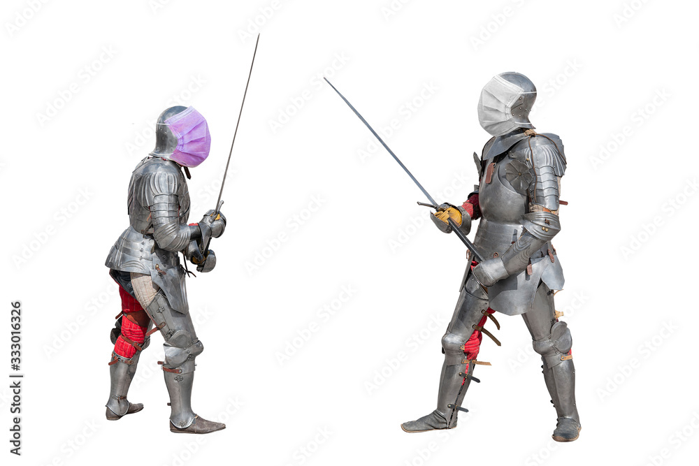 Knight in medical mask. Disposable medical mask. Battle with coronovirus.