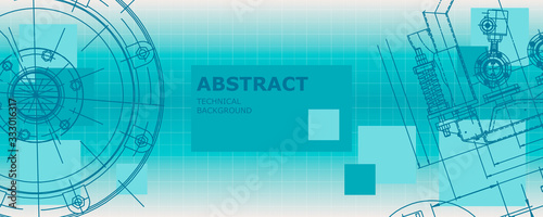 Mechanical engineering drawing. Abstract drawing. Engineering technological wallpaper