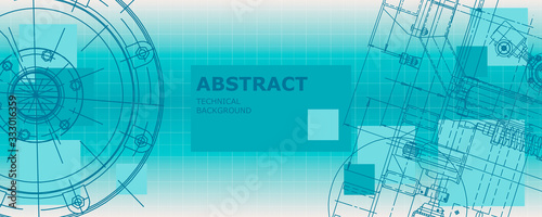 Mechanical engineering drawing. Abstract drawing. Engineering technological wallpaper