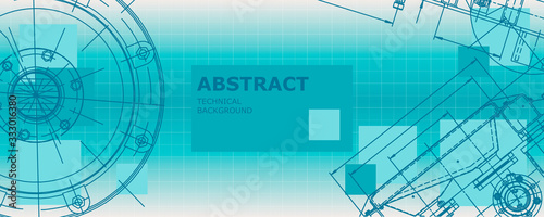 Mechanical engineering drawing. Abstract drawing. Engineering technological wallpaper